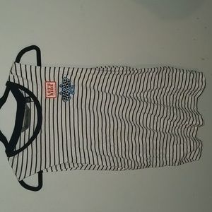 Harley Davidson black and white tee striped sleeveless shirt, size small, NWT